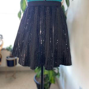EXPRESS black beaded sequin Skater mini skirt